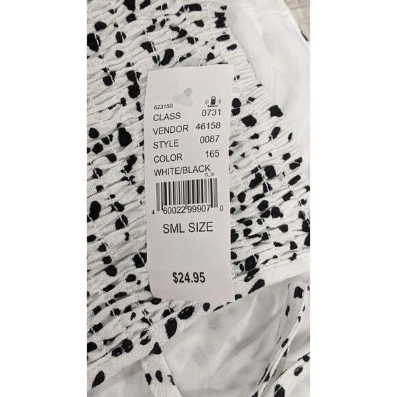 Kendall And Kylie Womens Size Small Black White Dotted Tie Back Cropped Top - Picture 7 of 10
